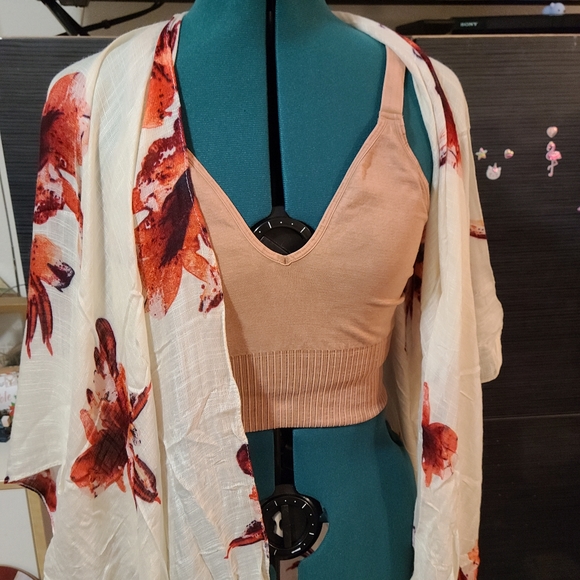 NEW Free People Movement Good Karma V Neck Crop Sports in Tan/Sand M/L - Picture 14 of 14